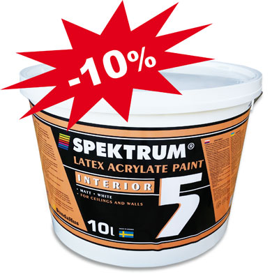 Краска латексная Спектрум Spektrum Interior 5, акция, скидка 10%